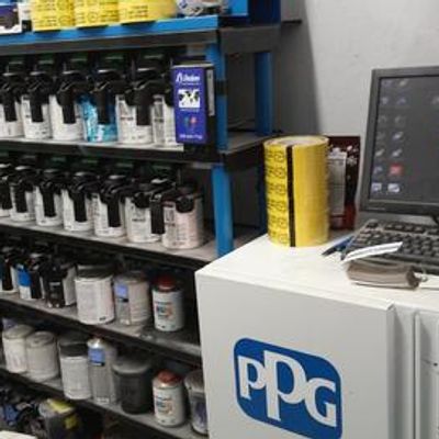 Paint mixing equipment at A&T Towing and Service Center
